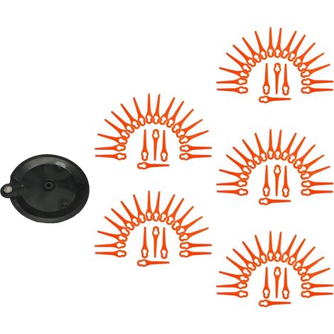 100 Ersatzmesser, Messer, Schneidplättchen, Kunststoffmesser mit Schneidscheibe, passend für Garten Akku Rasentrimmer FAT 18 B2 - LIDL IAN 71315