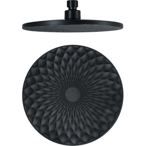 9-Inch Round Fixed Shower Head, High Pressure, Water Saving, ABS, G1/2 Connection, Black (1/5)