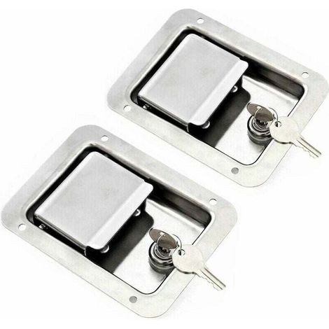 Confezione da 2 chiavistelli a molla in acciaio inossidabile con serratura e chiave - Maniglia singola a filo per porta del rimorchio del camper, DEBUNS (1/5)