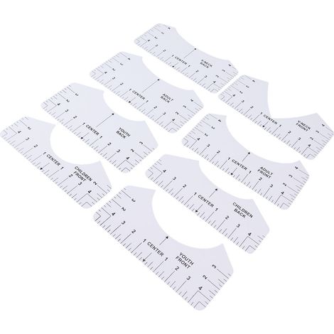 Lot de 8 Gabarits de Centrage T-Shirt PVC, Règle de Positionnement pour Impression Textile, Accessoire Presse à Chaud, Outil d'Ajustement de Maillot (1/5)