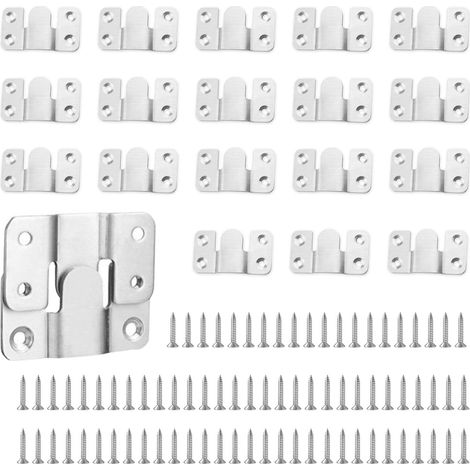 20 Pièces Support Montage Encastré Dissimulé Supports de Suspension Fixation Murale Meubles en Acier Inoxydable pour Cadres Miroir et Sffichage d'image(54mm×30mm) - (1/5)