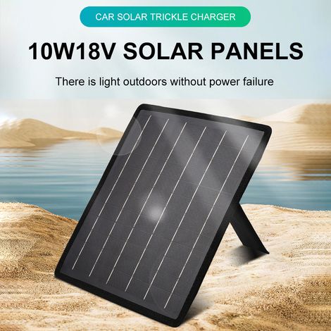 Ortviai Panneau Solaire 10 W 18 V pour Voiture et Bateau, Étanche IP65, Silicium Monocristallin, avec Support Réglable (1/5)