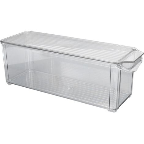 Bac de Rangement Haut et Étroit avec Couvercle - Grande Capacité Transparent Plastique Alimentaire Durable pour Garde-Manger