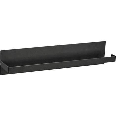 WENKO Porte-rouleau magnétique Ima, support pour rouleau essuie-tout, en métal thermolaqué, noir, fixation sans perçage grâce à l'aimant ou la bande adhésive fournie, 30 x 6,5 x 6 cm (1/5)