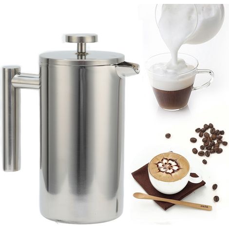 1000 ml Edelstahl-Kaffeebereiter (French Press), Filterkaffeemaschine, Teekanne, Milchaufschäumer (1/5)
