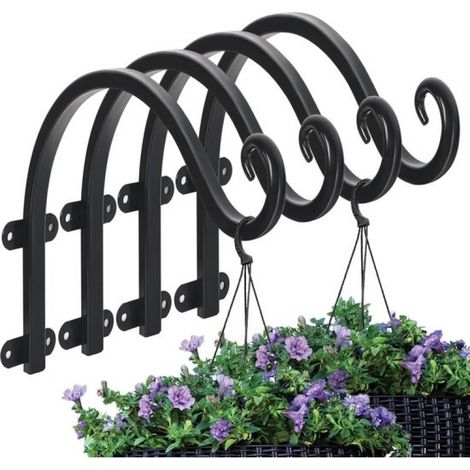 Pots de fleurs d'extérieur - Lot de 4 supports pour plantes de 30 cm - crochet robuste pour plantes, mangeoires à oiseaux, lanternes et carillons - convient à une utilisation intérieure et extérieure (1/5)