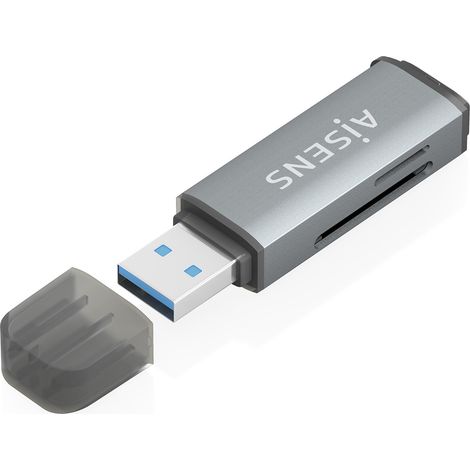 AISENS - LECTOR DE TARJETAS SD, Micro SD, MMC, RS-MMC, MMC Micro, USB-A, GRIS