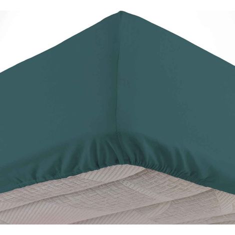 Drap Housse en Coton "Linette" 160x200cm Pétrole (1/4)
