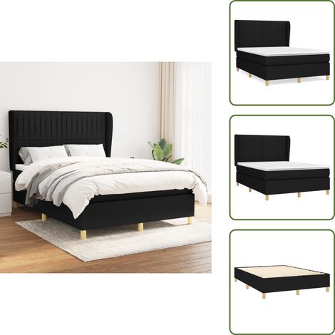 Boxspringbett mit Matratze Schwarz 140x200 cm Stoff - Boxspringbett - Doppelbett - Schlafraum - Bettenrahmen - Lattenrost (1/5)