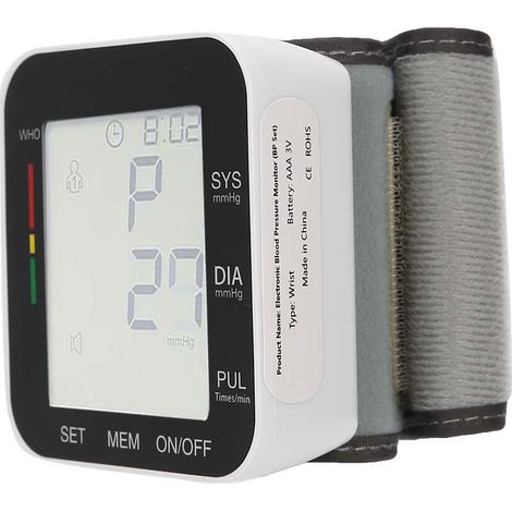 Tensiomètre numérique de poignet avec écran LCD et voix anglaise, brassard noir, moniteur de tension artérielle électronique (1/5)