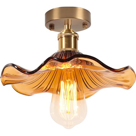 Plafonnier Luminaire en Verre, Créativité Fleur Décoration Lampe de Plafond, E27 Verte Éclairage de Plafond, Suspension Pour Couloir Salle à Manger Chambre (1/5)