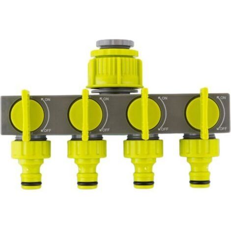4-Wege-Verteiler, 3/4-Zoll- und 1/2-Zoll-Gartenschlauchanschluss, Wasserhahnadapter, Gartenschlauchspender