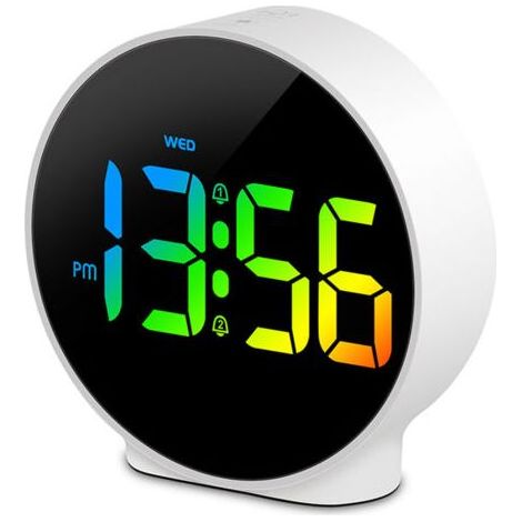 Horloge électronique numérique, réveil lumineux, horloge murale LED multifonctionnelle à double mode alimentée par piles (1/5)