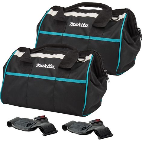 2 x Makita Tradesmans Holdall Tool Bag 15"" 36cm Blue Black Pockets + Strap (1/4)
