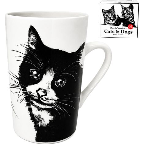 Taza grande de porcelana con diseño de gato, 400 ml, Reina Isabel, regalo premium para amantes de los gatos. (1/5)