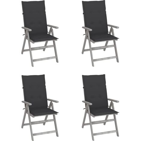 vidaXL Sedie da Giardino Reclinabili 4 pz con Cuscini Massello