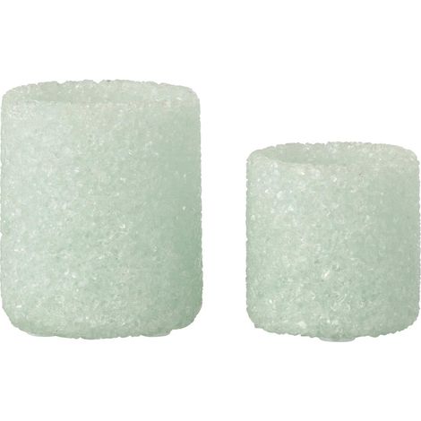Lot de 2 Photophores en Verre "Pierre" 9cm Blanc