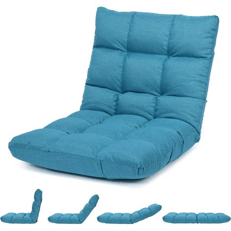 Costway – Fauteuil de sol réglable 14 positions – Velours corail doux – Cadre métallique robuste – Pour méditation, lecture, jeux – 105 x 56 x 15 cm (1/5)
