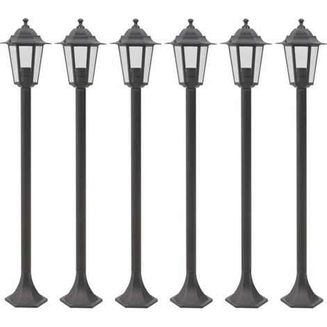 Lampadaires de jardin vidaXL, lot de 6, culot E27, 110 cm, finition bronze aluminium (1/5)