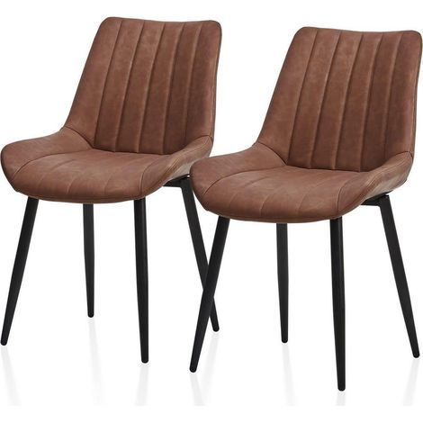 Esszimmerstühle 2er Set Kunstleder Braun, Ergonomisch, bis 150kg (1/5)
