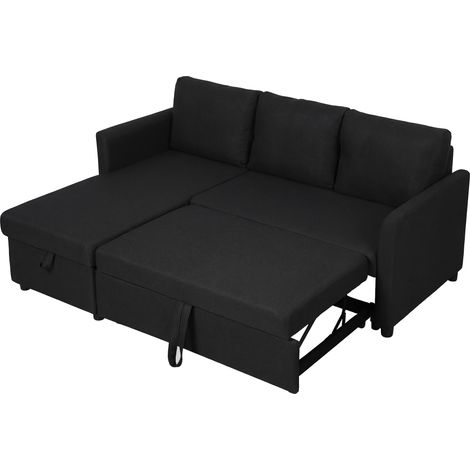 Canapé d'Angle Convertible, Canapé-Lit 3 Places 192 cm avec Méridienne Réversible, Rangement Caché, Gris Anthracite (1/5)