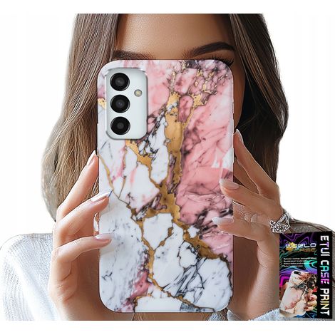Custodia per Samsung Galaxy M23 - effetto marmo rosa e bianco, con motivi a pietra (1/5)
