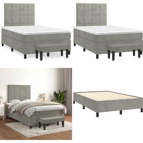 Boxspringbett mit Matratze Hellgrau 120x190 cm Samt - Samtbett - Boxspringbett - Doppelbett - Bettauflage - Schlafsystem - Home & Living (1/5)