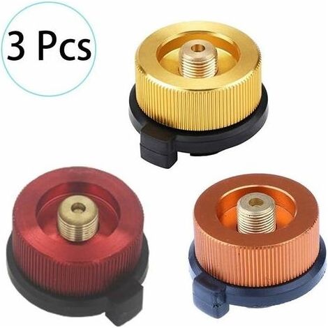 Adaptateur de Bouteille de Gaz Buse de Transfert Connecteur pour Brleur de poêle Réchaud de Camping, Conversion de tête de Cartouche de gaz Type de Bouteille de buse 35x30mm 3Pcs Orange Rouge Or (1/5)