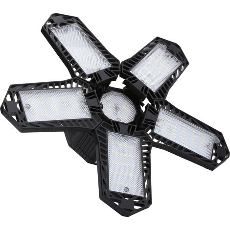 Ventilateur de garage entièrement en plastique à 5 pales E27/E26, éclairage industriel et minier, noir, 80W, 137LED, éclairage de garage à ventilateur, éclairage industriel et minier à LED. (1/5)