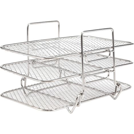 Rejilla para freidora doble, acero inoxidable 304, rejilla deshidratadora multicapa, rejilla para tostar, accesorios para freidora (1/5)