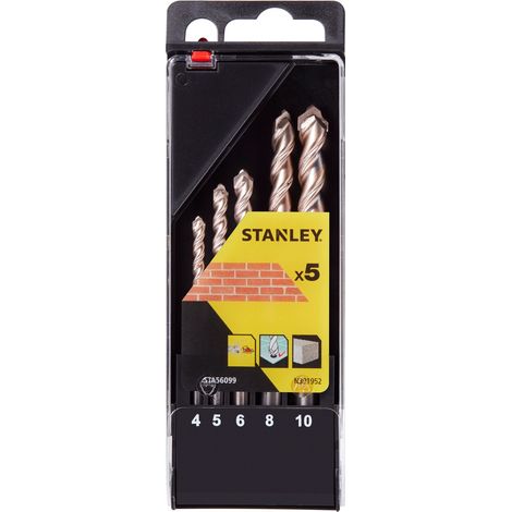Stanley – Cassette de 5 forets béton 4-10mm – Alliage acier qualité supérieure – Pointe pilote carbure tungstène – Compatible perceuses à percussion - STA56099-QZ (1/2)