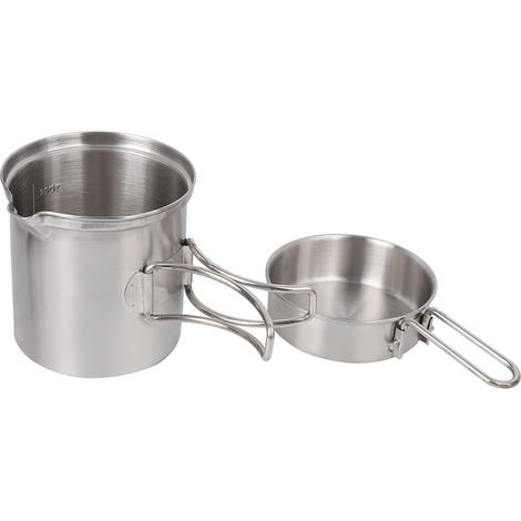 Ensemble de casseroles et poêles portables en acier inoxydable pour le camping et la randonnée. (1/5)