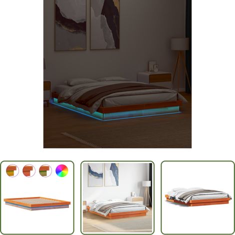 vidaXL Lits LED RVB - Cadre de lit à LED sans matelas 150x200 cm bois massif (1/5)