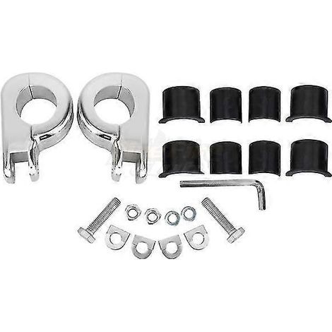 1 1/4" Motorrad-Fußrasten, verstellbar, 32 mm Motorschutzbügel, Pedalmontagesatz für Harley Sportster Softail – Style5 Chrom (1/5)