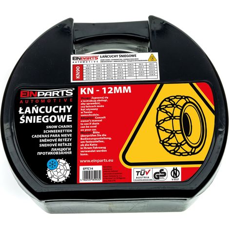 Cadenas de nieve para ruedas/neumáticos de 14-18 pulgadas KN90 Ö-Norm TÜV 12 mm, 2 piezas (1/5)