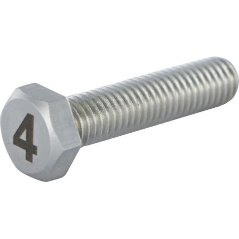 Vis métaux Tête hexagonale TH 8X35 Inox A4 Gravure CHIFFRE 4-1 pièce