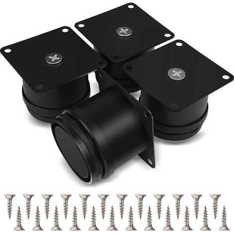 Lot de 4 Pieds de Meuble Réglables, 50mm, Acier Inoxydable, Patins de Table Bureau Cuisine SDB, Hauteur Ajustable 0-15mm (1/5)