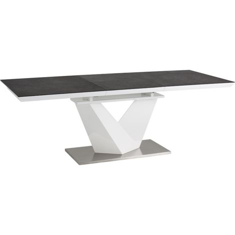 Table extensible rectangulaire blanc et granit 120 cm Semjo (1/5)