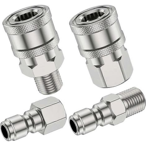 Schnellkupplungs-Adapterset für Hochdruckreiniger, 1/4-Zoll-Schlauchanschlüsse (Außen- und Innengewinde) (1/4)