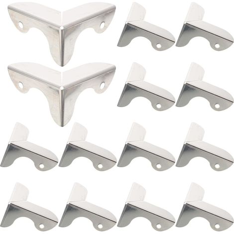 16 protège-coins décoratifs, fer/bois, argenté, pour meubles (1/5)