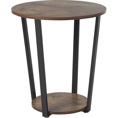 Mesa auxiliar madera oscura tablero de MDF negro 50 cm patas de metal industrial sala de estar Orick