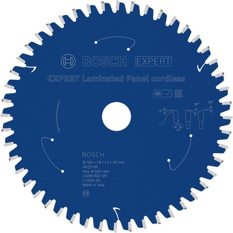 Bosch EXPERT Laminated Panel Circular Saw Blade 160 x1.8/1.2x20mm T48 2608902126 (1/4)