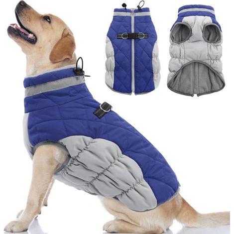 1 Manteau chien,harnais intégré,imperméable,polaire,bandes réfléchissantes,promenade hiver (1/5)