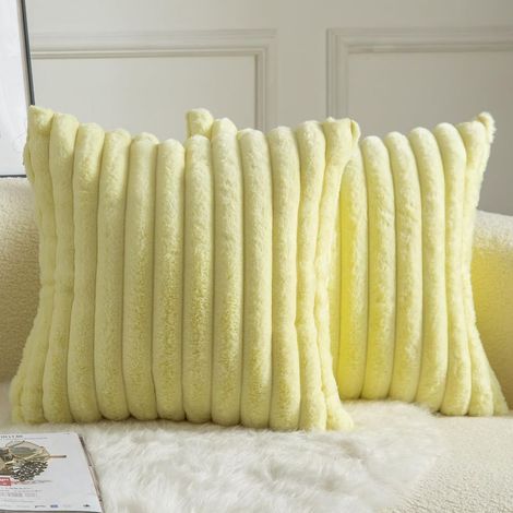 Set mit 2 gestreiften Kissenbezügen aus Kunstfell, 40 x 40 cm, weich, für Wohnzimmer, Schlafzimmer oder Sofa (1/5)