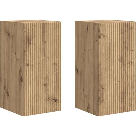 Mueble TV mural moderno diseño minimalista almacenamiento 30 x 31 x 60 cm de madera contrachapada roble artesanal 020054966 (1/5)