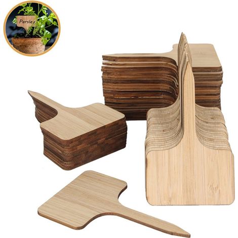 Étiquettes en bois pour plantes, lot de 100, 60 x 100 x 2 mm, étiquettes pour potager et jardin d'agrément. (1/3)