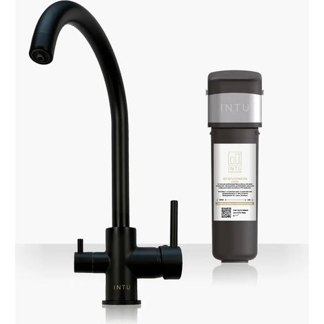 INTU Flair Matt Black 3-1 Cold Swan Filtered Water Tap & Pro Filter (1/2)