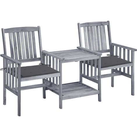 Chaises de jardin,Siège de Terrasse Chaise d'extérieur avec table à thé et coussins Acacia solide CFW960652 (1/5)