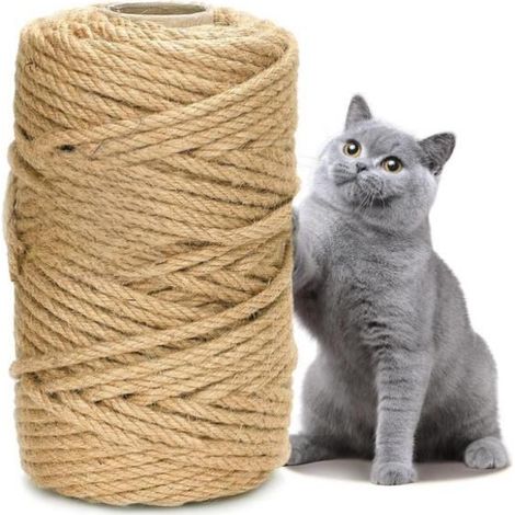 Corde Arbre à Chat, 6 mm x 50 M Corde Sisal,Naturel Corde Chanvre, Corde Jute, Sisal pour Arbre à Chat, Corde Sisal pour Réparation (1/4)