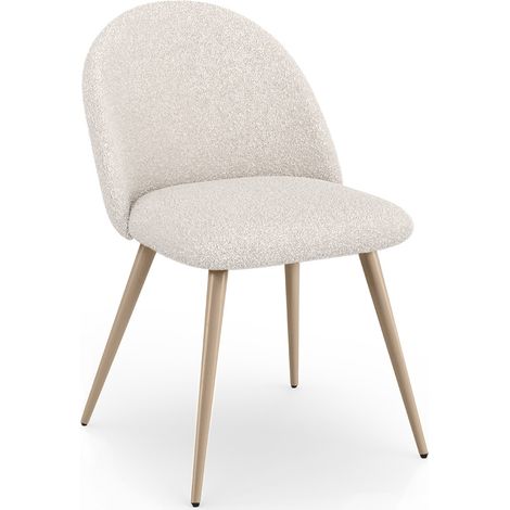 Dining Chair - Upholstered in Bouclé Fabric - Scandinavian Design - Evelyne White (1/4)